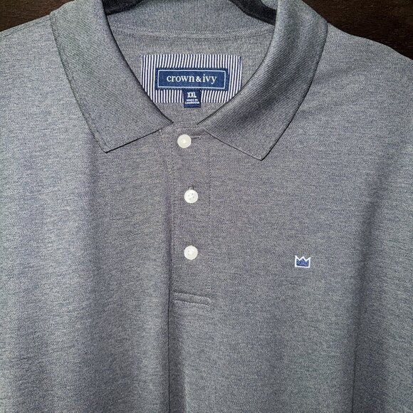 Crown & Ivy™ Long Sleeve Piqué Polo Shirt Gray NWOT XXL - Picture 2 of 8